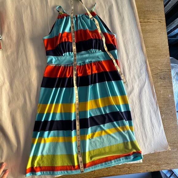 En Focus Studio Striped Color Block Halter Midi Avant Garde Dress Women's 10 - Picture 10 of 11